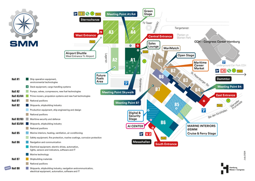 Der Hallenplan für die SMM 2024.